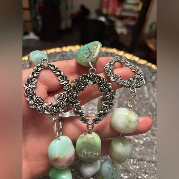 High-Grade Ocean Oracle Natural Green Opal Necklace – Mermaid Priestess Stone - Picture 5 of 5